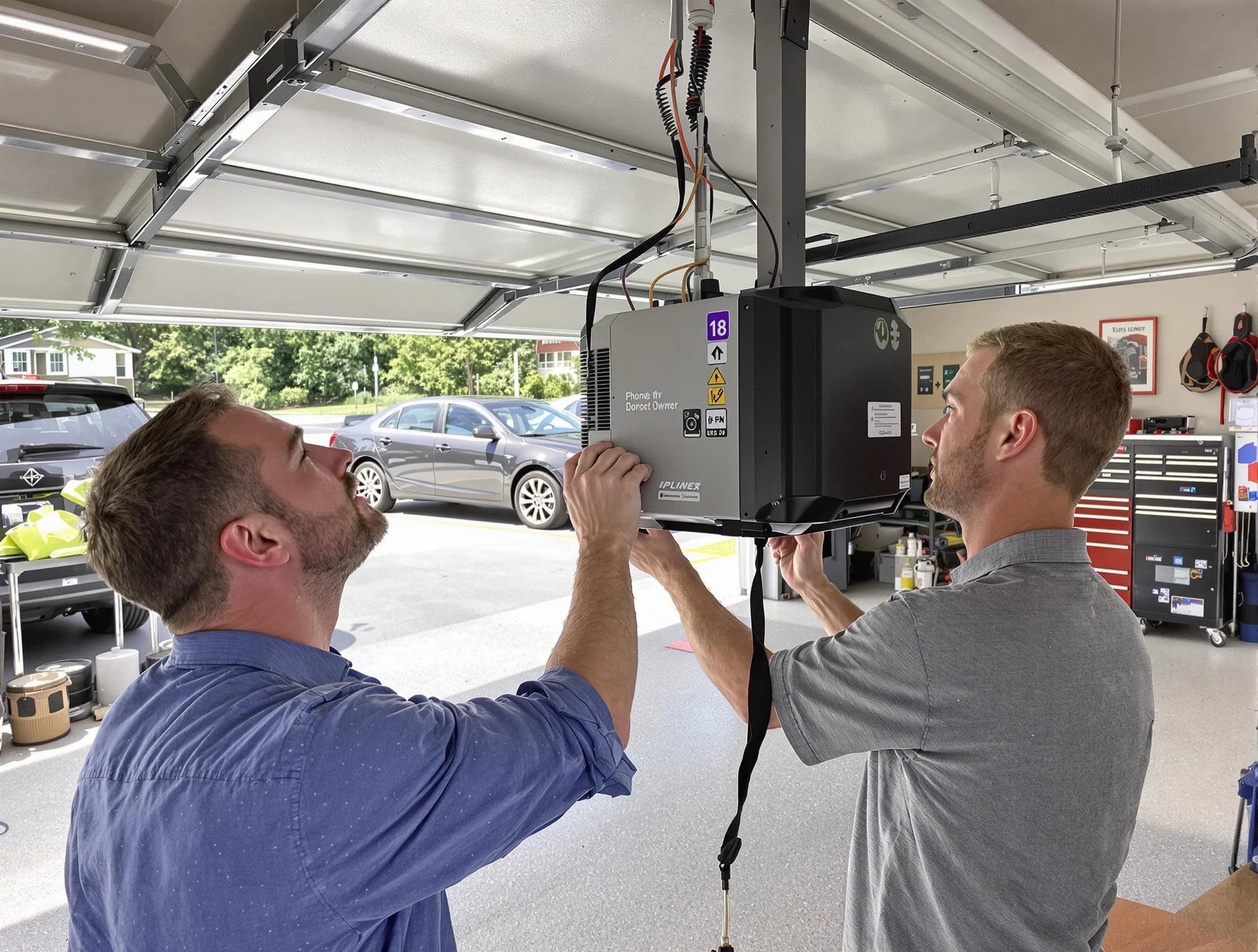 Forest Park Garage Door Repair technician installing garage door opener in Forest Park