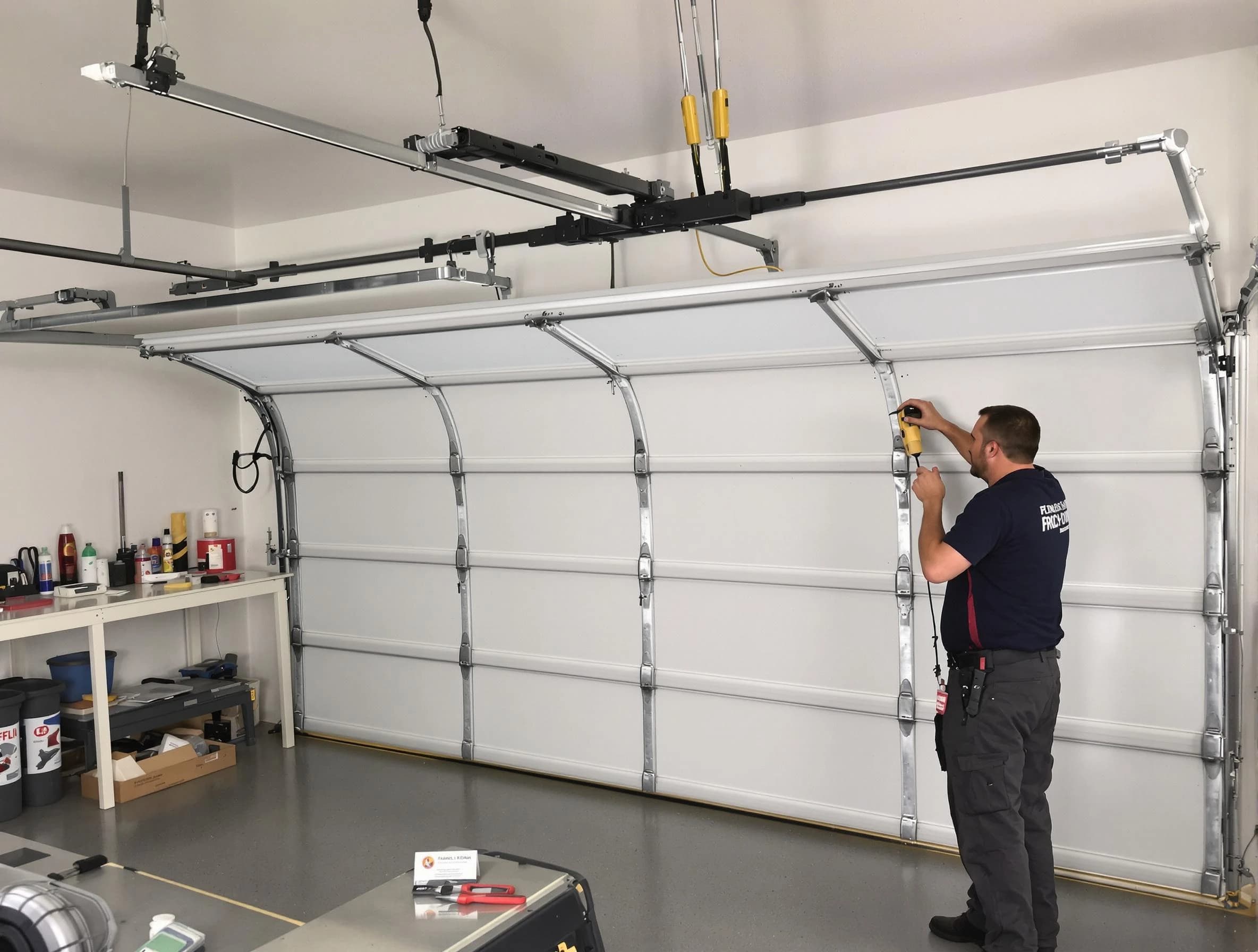 Forest Park Garage Door Repair certified technician performing overhead door system repair in Forest Park