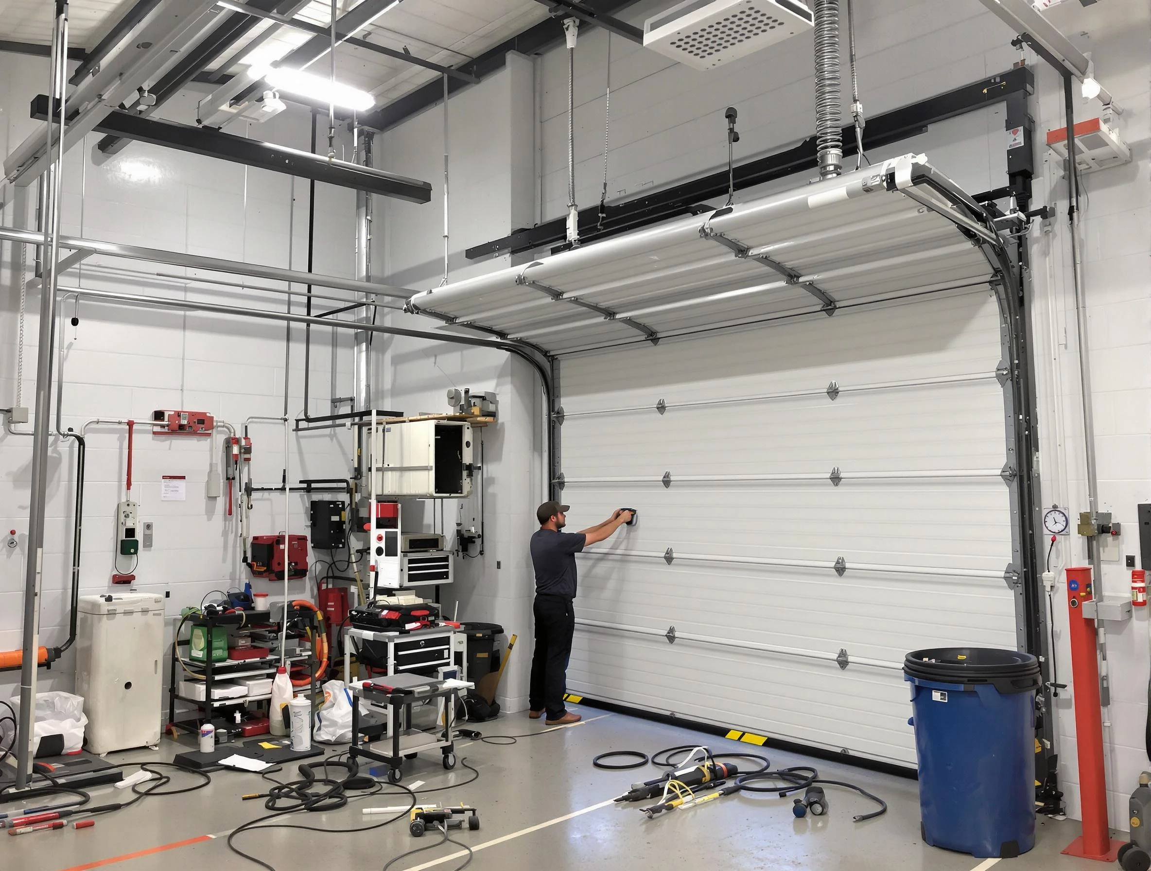 Forest Park Garage Door Repair certified technician performing commercial door repair at a Forest Park business facility