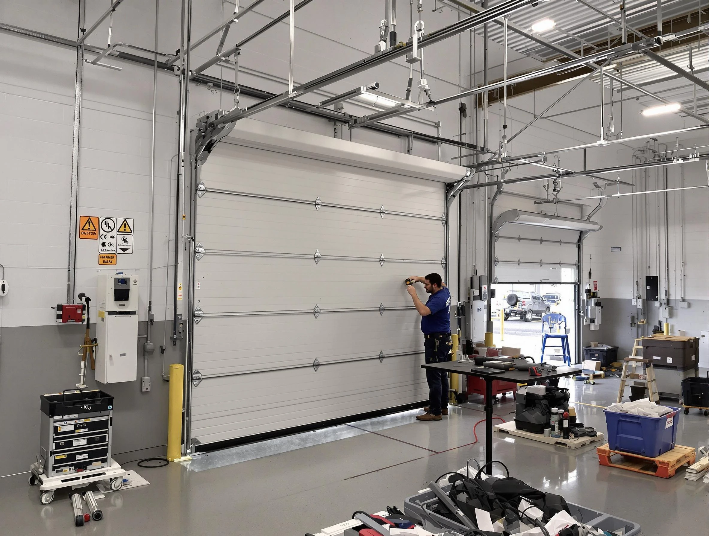 Commercial garage door repair being performed by Forest Park Garage Door Repair expert in Forest Park