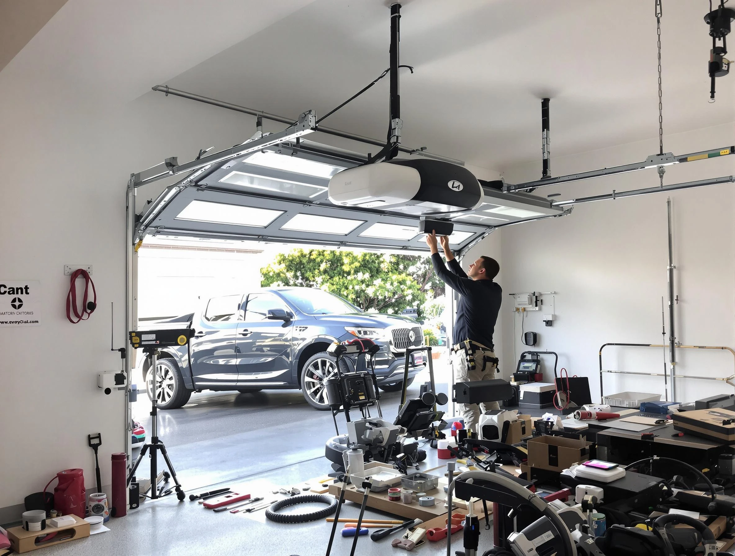 Forest Park Garage Door Repair specialist installing smart garage door opener system in Forest Park home