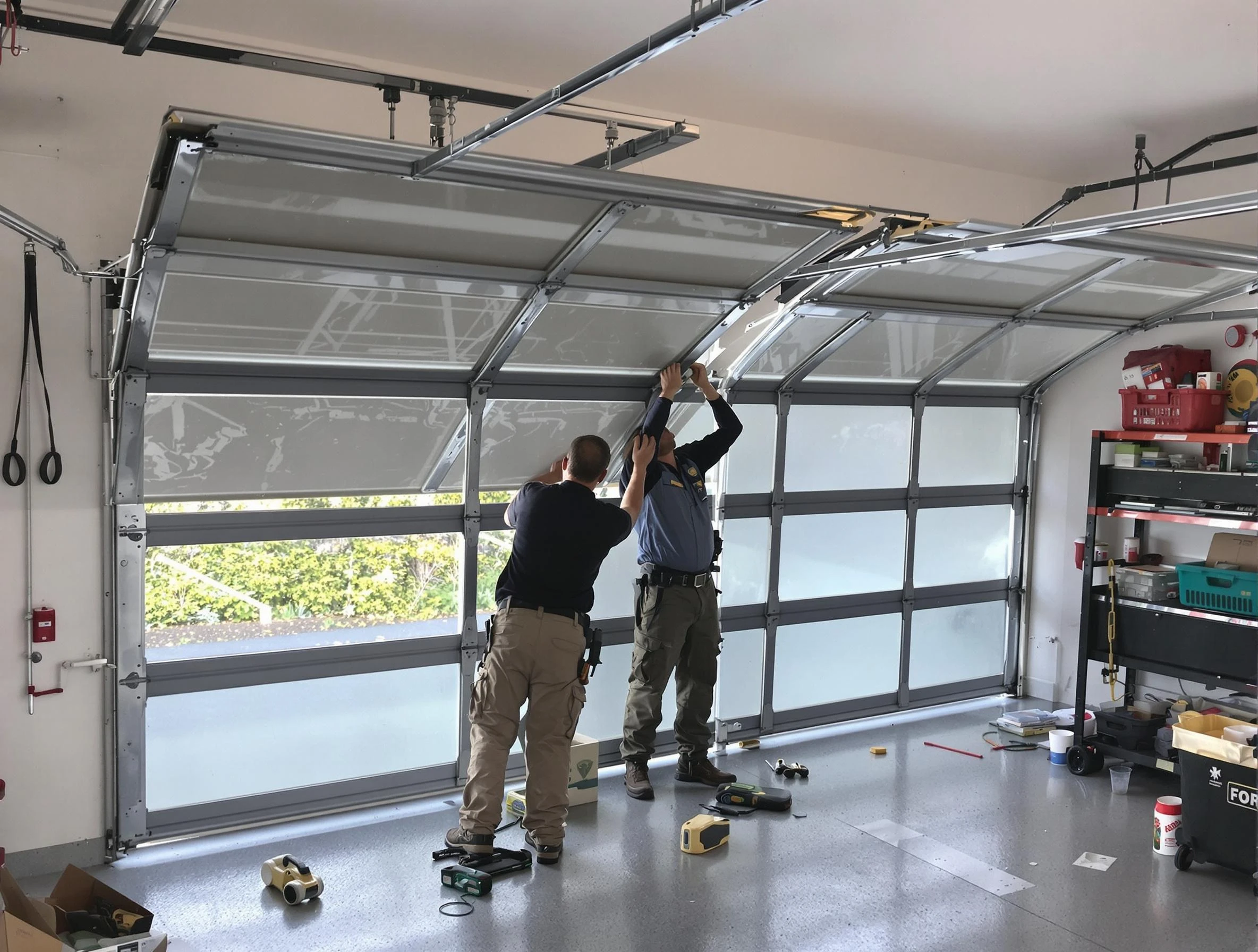 Forest Park Garage Door Repair expert performing precise panel replacement on Forest Park garage door