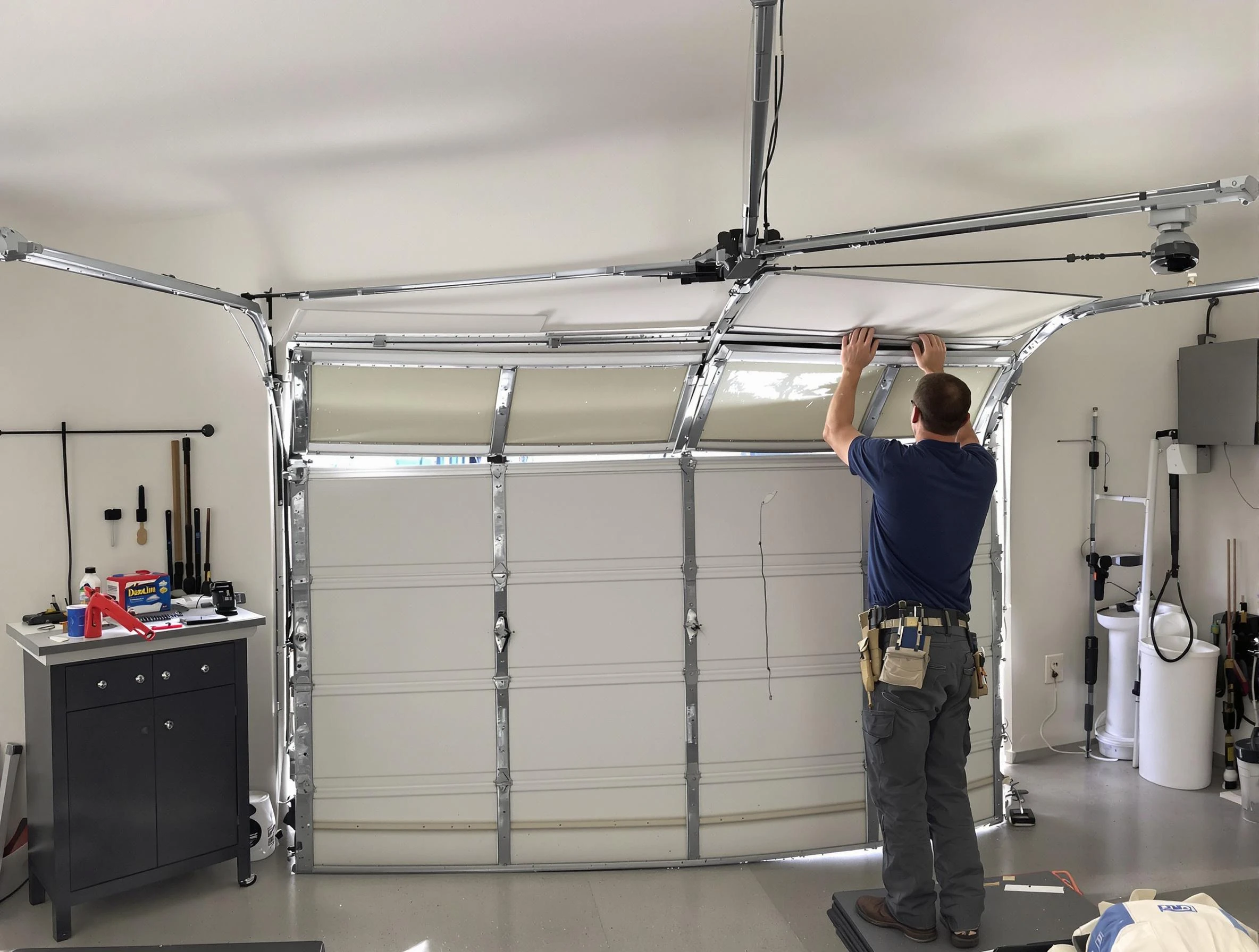 Forest Park Garage Door Repair specialist performing precise section replacement on Forest Park garage door