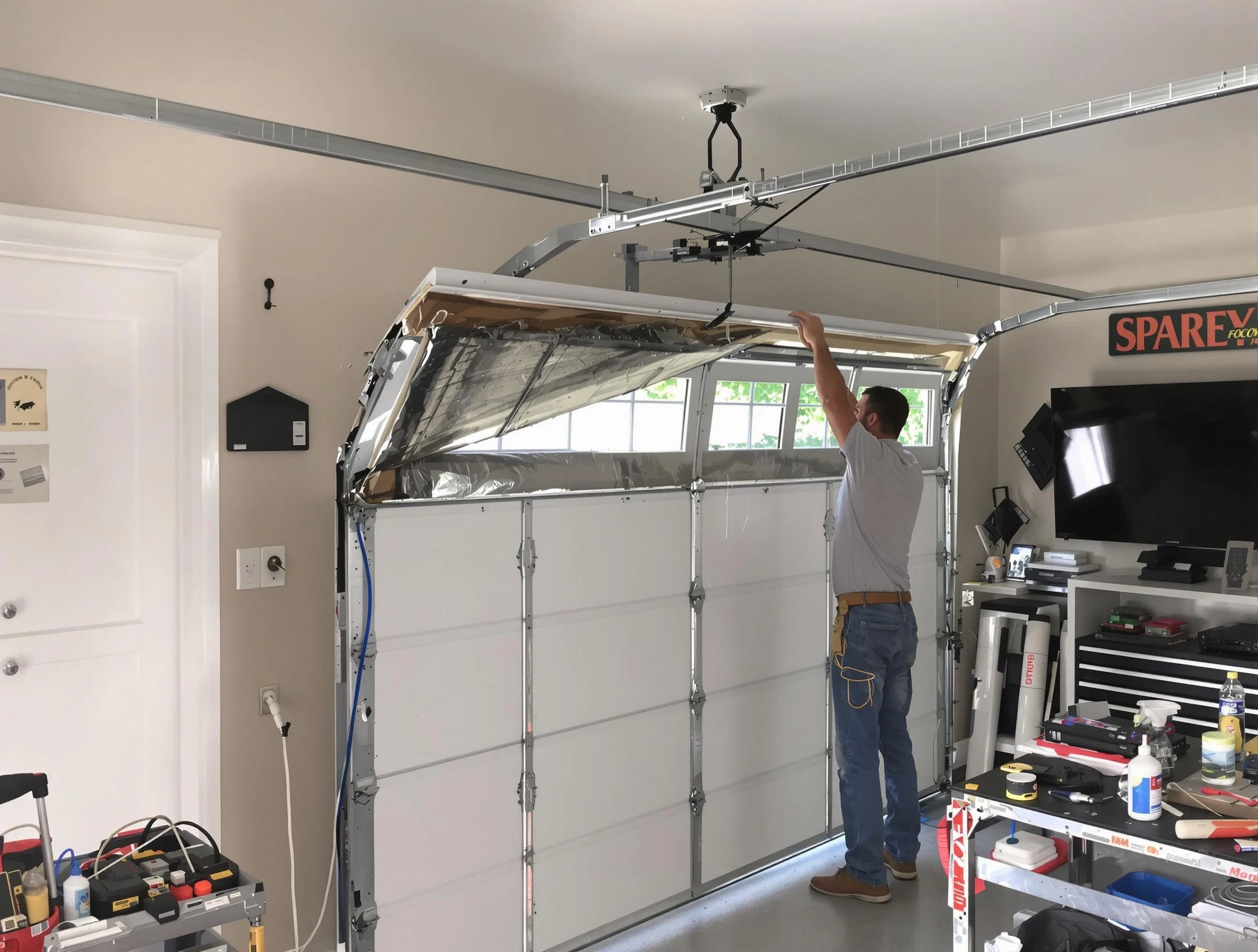 Garage door section replacement by Forest Park Garage Door Repair in Forest Park