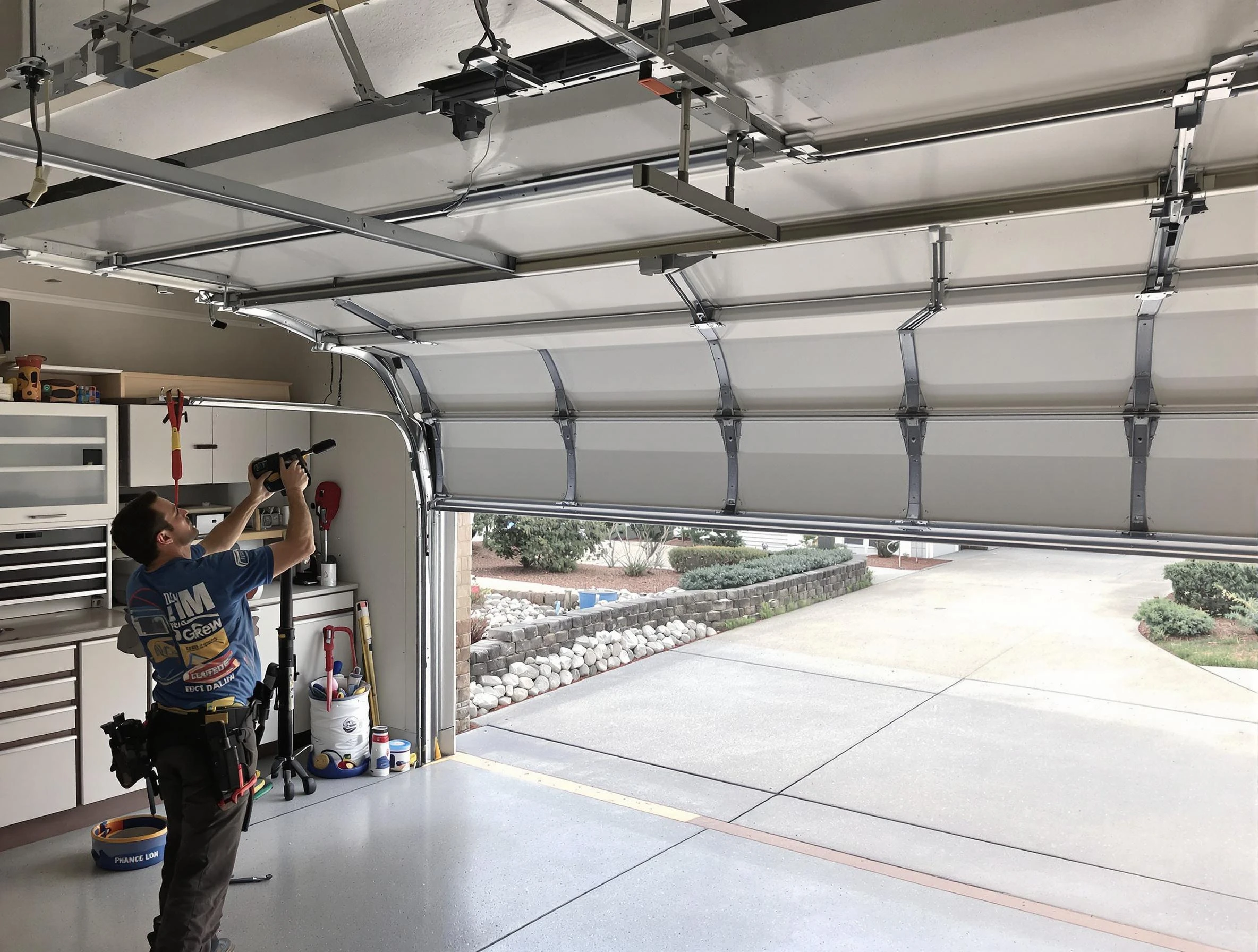 Garage door track repair service by Forest Park Garage Door Repair in Forest Park
